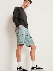 Sage Green Washed Cotton Cargo Shorts - Image 4 of 6