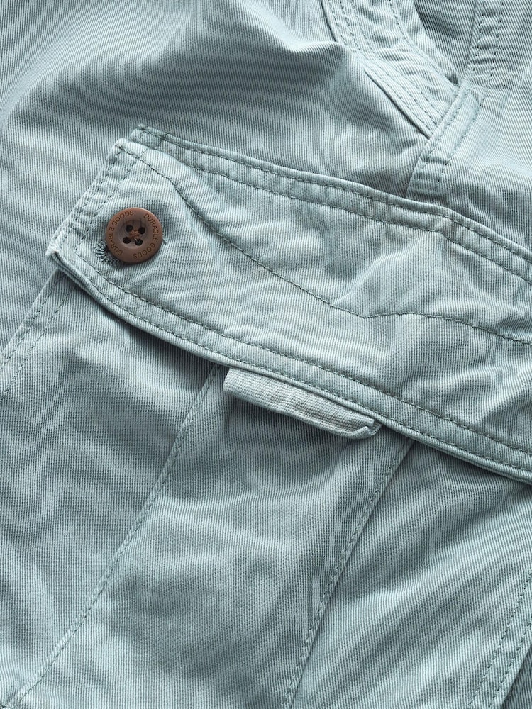 Sage Green Washed Cotton Cargo Shorts - Image 6 of 6