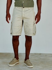 Bone Washed Cotton Cargo Shorts - Image 4 of 7