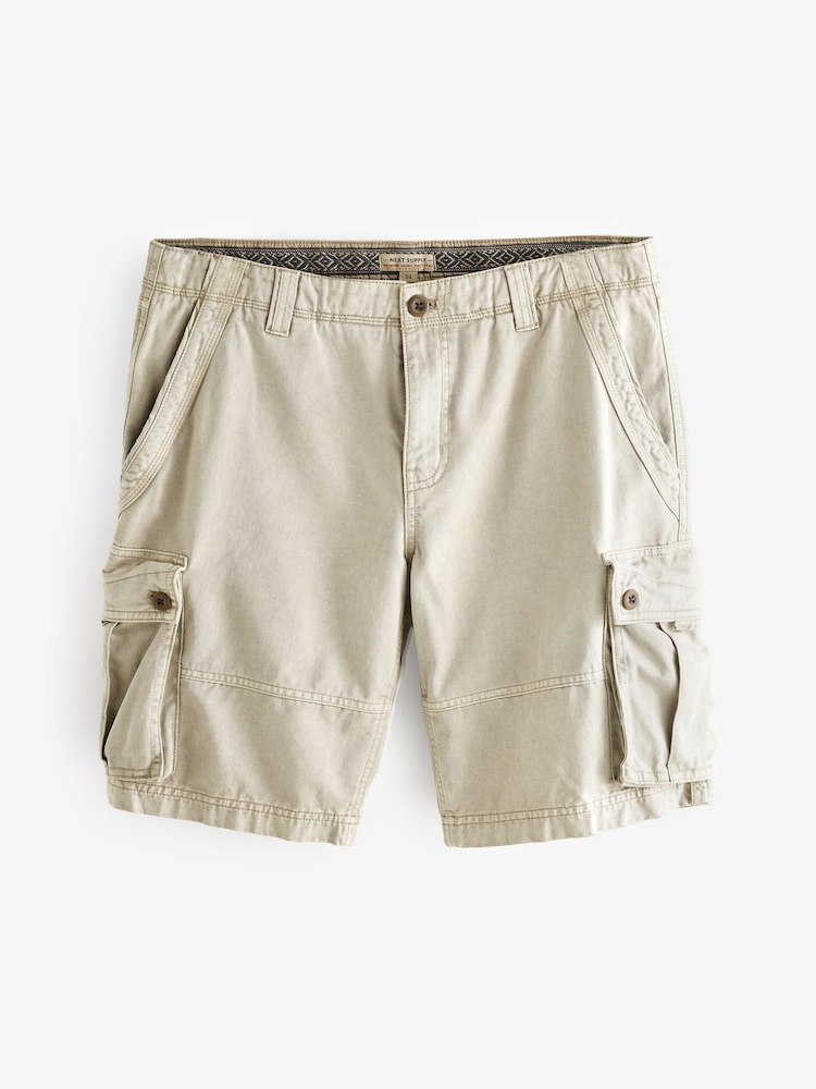 Bone Washed Cotton Cargo Shorts - Image 6 of 7