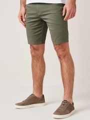 Khaki Green Slim Stretch Chino Shorts - Image 1 of 7