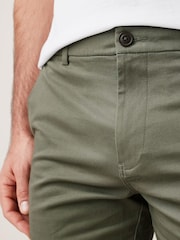 Khaki Green Slim Stretch Chino Shorts - Image 4 of 7