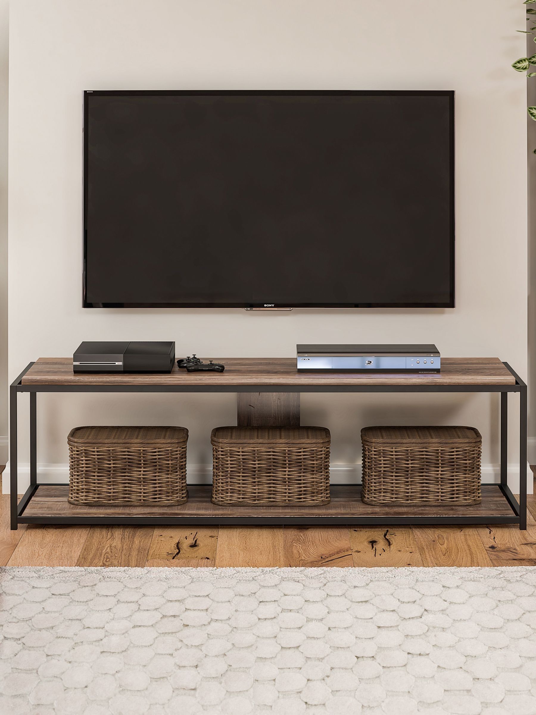 Dorel Home Unisex Weathered Oak Europe Quincy Tv Stand 65 - Image 4
