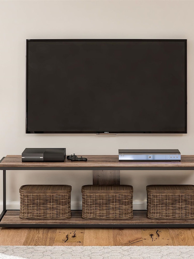 Dorel Home Weathered Oak Europe Quincy TV Stand 65" - Image 1 of 4