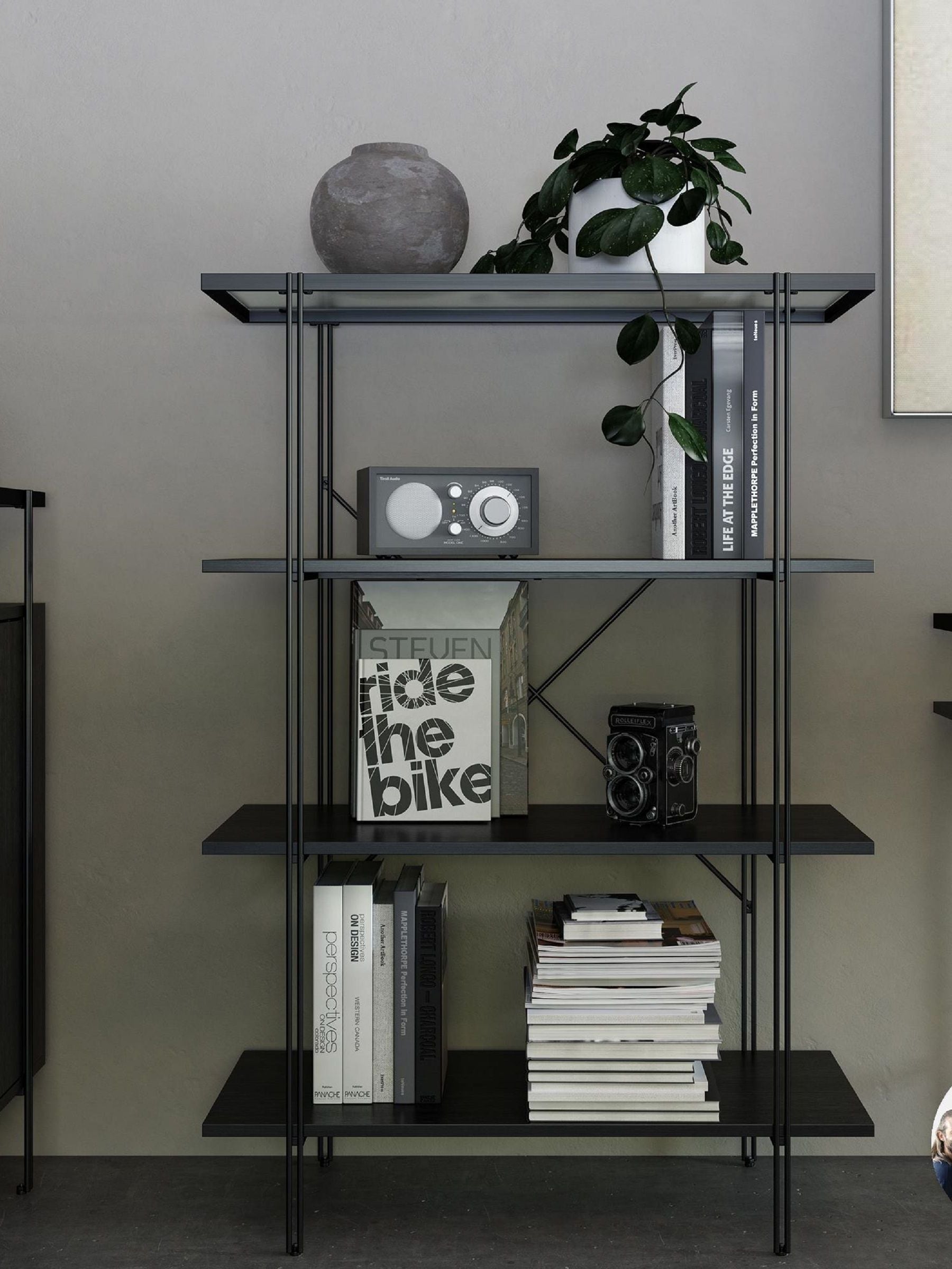 Dorel Wainwright 4 Shelf Black Oak Bookcase - Image 5