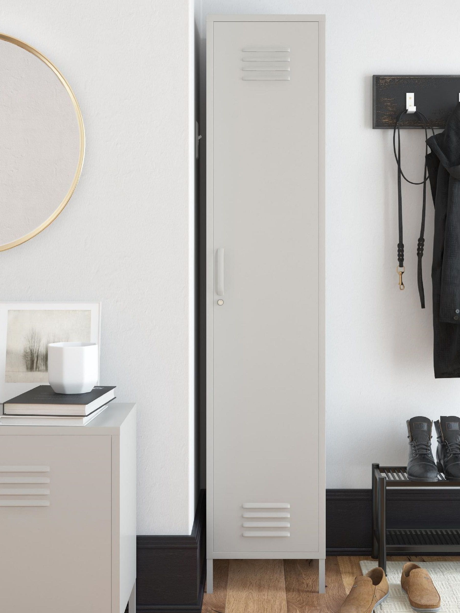 Dorel Metal Storage Cabinet - Single Door - Taupe - Image 4
