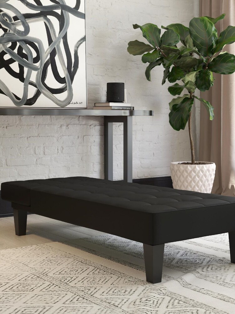 Dorel Home Black Europe Adalynn Faux Leather Chaise Lounger - Image 2 of 4