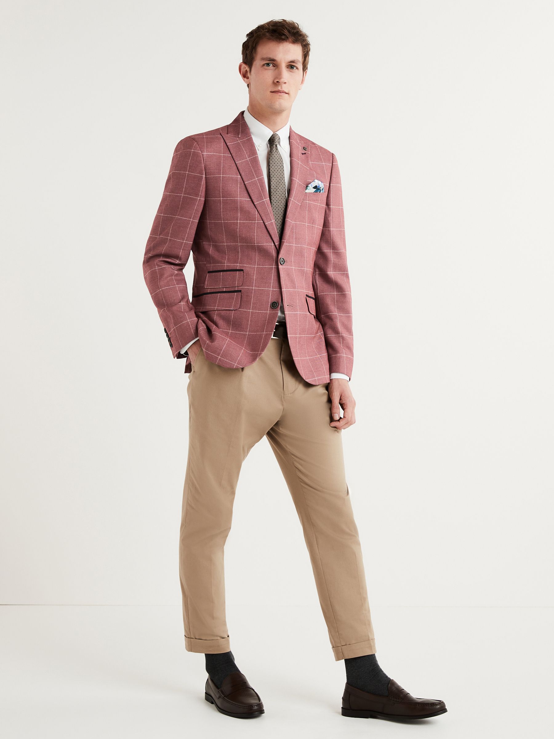 Buy Pink Slim Trimmed Check Blazer from Next Luxembourg