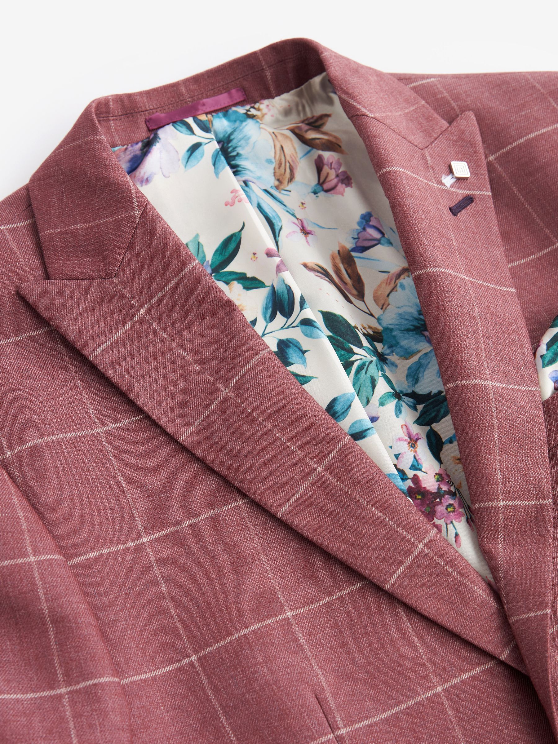 Buy Pink Slim Trimmed Check Blazer from Next Luxembourg