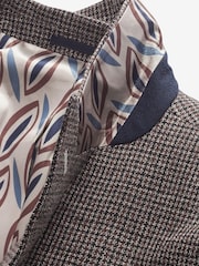 Taupe Brown Dogtooth Linen Blend Blazer - Image 10 of 10