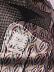 Taupe Brown Dogtooth Linen Blend Blazer - Image 6 of 10