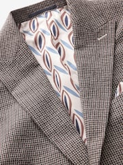 Taupe Brown Dogtooth Linen Blend Blazer - Image 8 of 10