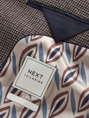 Taupe Brown Dogtooth Linen Blend Blazer - Image 9 of 10