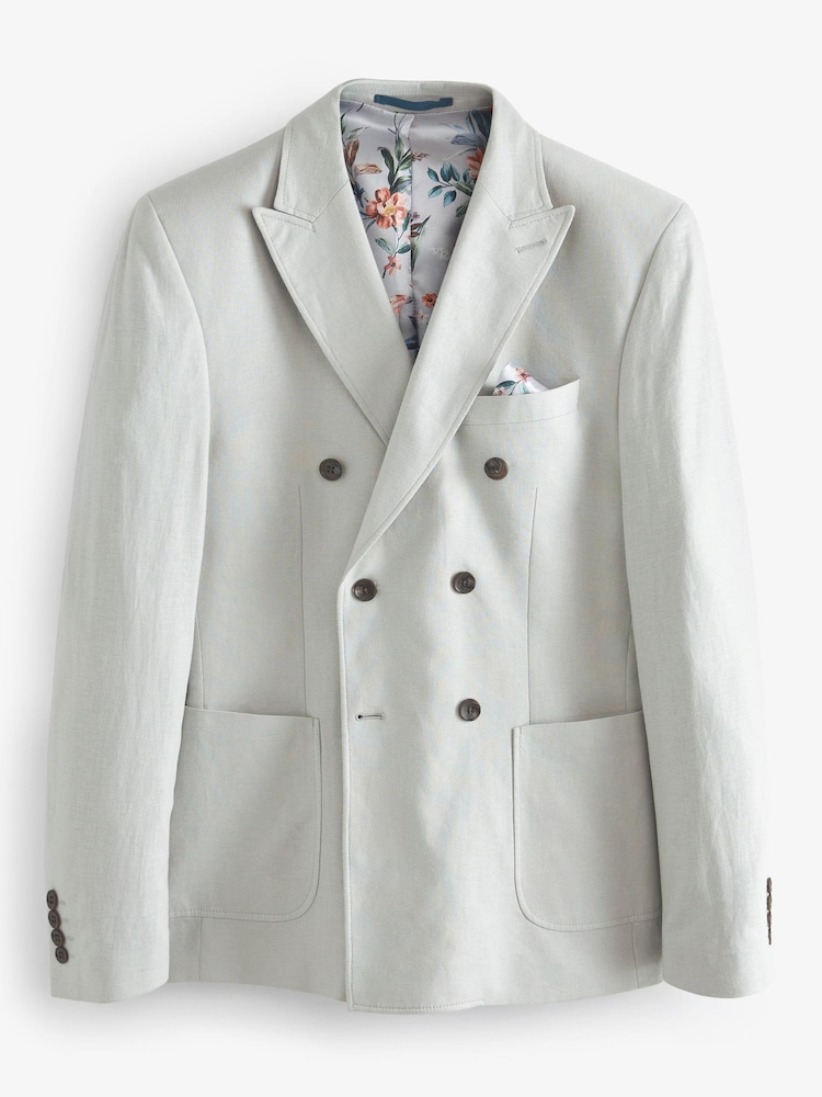 Hellgrau - Zweireihiger Blazer aus Leinenmischung - Bild 2 von 8 Hellgrau - Zweireihiger Blazer aus Leinenmischung - Bild 2 von 8