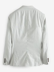 Light Grey Double Breasted Linen Blend Blazer - Image 3 of 8