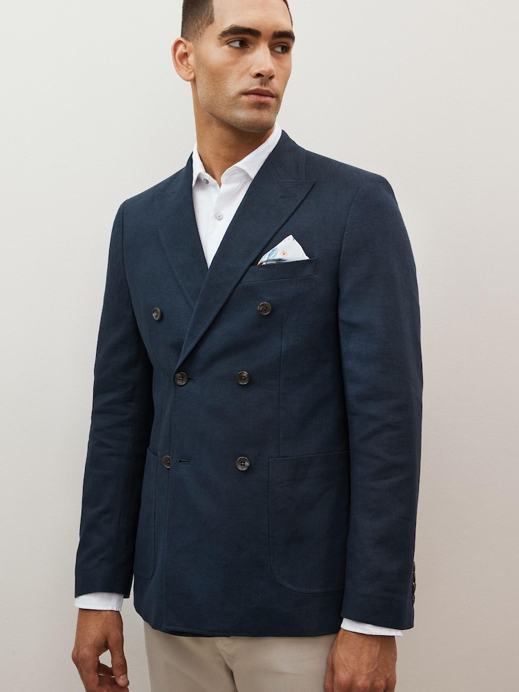 Mornarsko modra - Blazer iz lanenega platna z Blend zapenjanjem - Slika 1 iz 5 Mornarsko modra - Blazer iz lanenega platna z Blend zapenjanjem - Slika 1 iz 5