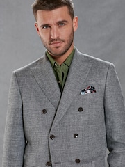 Grey Signature Double Breasted Angelico Linen Blend Blazer - Image 1 of 13