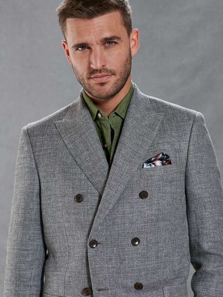 Grey Signature Double Breasted Angelico Linen Blend Blazer - Image 1 of 13