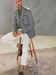 Grey Signature Double Breasted Angelico Linen Blend Blazer - Image 2 of 13