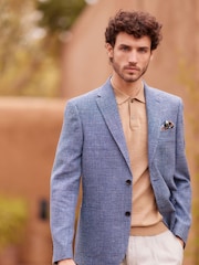Blue Slim Signature Angelico Linen Blend Blazer - Image 1 of 11