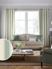 Laura Ashley Smoke Green Awning Stripe Made To Measure Curtains - Image 1 of 7