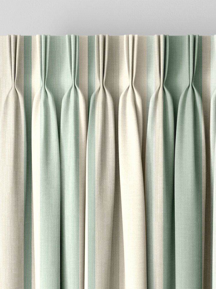 Laura Ashley Smoke Green Awning Stripe Made To Measure Curtains - Image 7 of 7