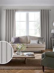 Laura Ashley Moonbeam Grey Burnsall Stripe Made To Measure Curtains - Image 1 of 9