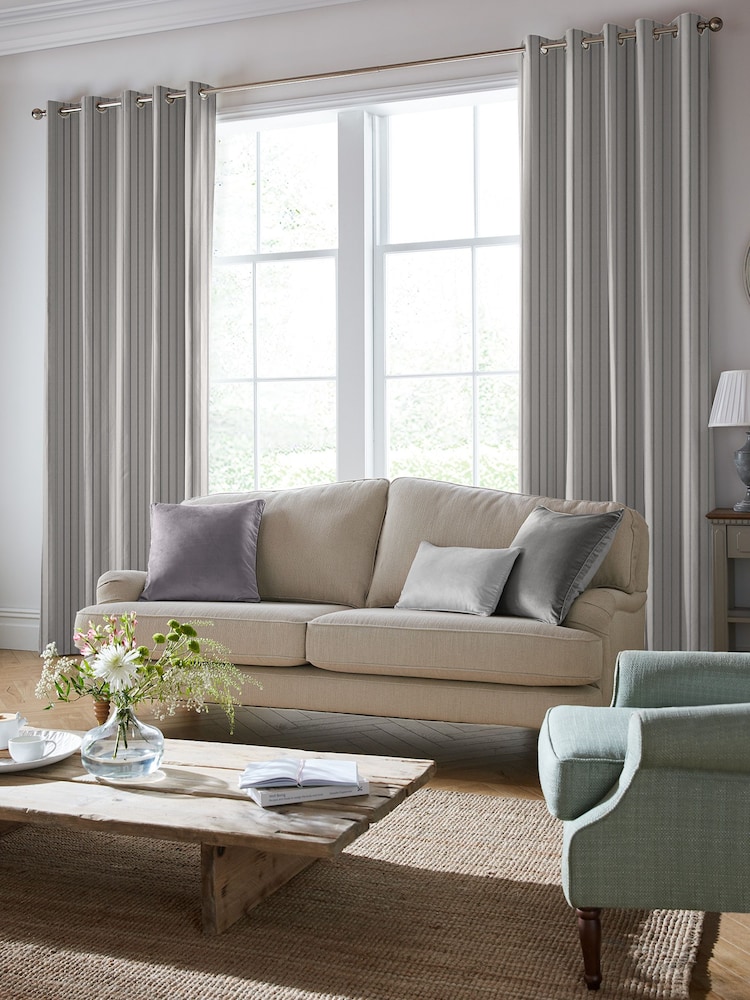Laura Ashley Moonbeam Grey Burnsall Stripe Made To Measure Curtains - Image 2 of 9