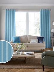 Laura Ashley Seaspray Blue Burnsall Stripe Made To Measure Curtains - Image 2 of 8