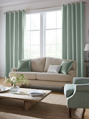 Laura Ashley Smoke Green Burnsall Stripe Made To Measure Curtains - Image 1 of 9