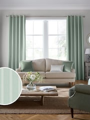Laura Ashley Smoke Green Burnsall Stripe Made To Measure Curtains - Image 2 of 9