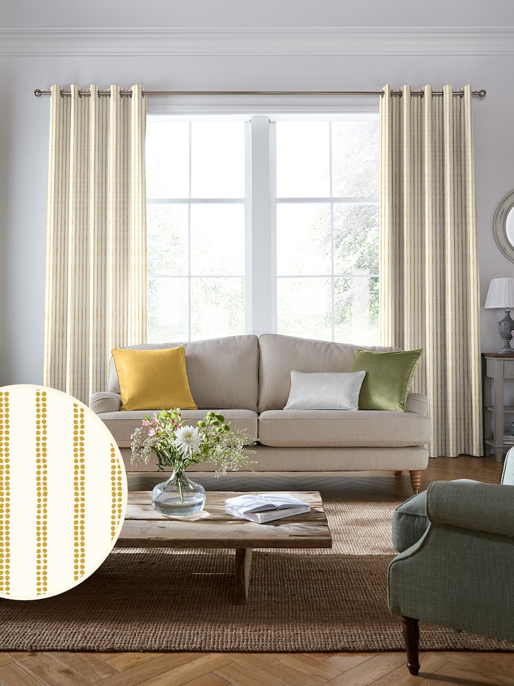 Laura Ashley Dijon Yellow Candy Stripe Made To Measure Curtains - Image 1 of 9