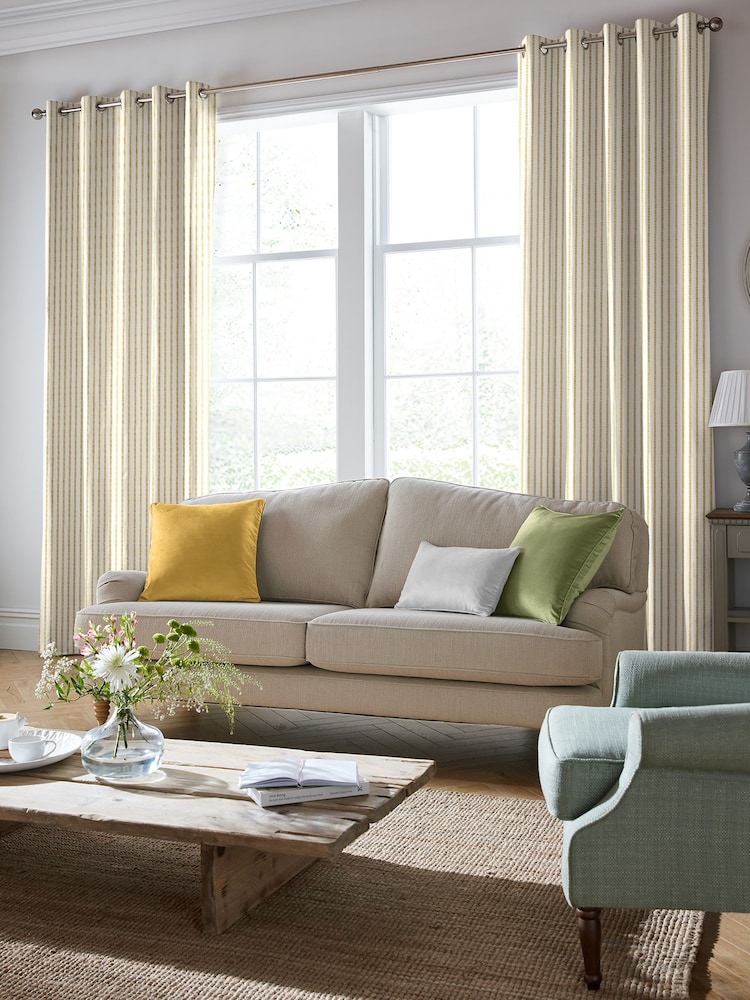 Laura Ashley Dijon Yellow Candy Stripe Made To Measure Curtains - Image 2 of 9