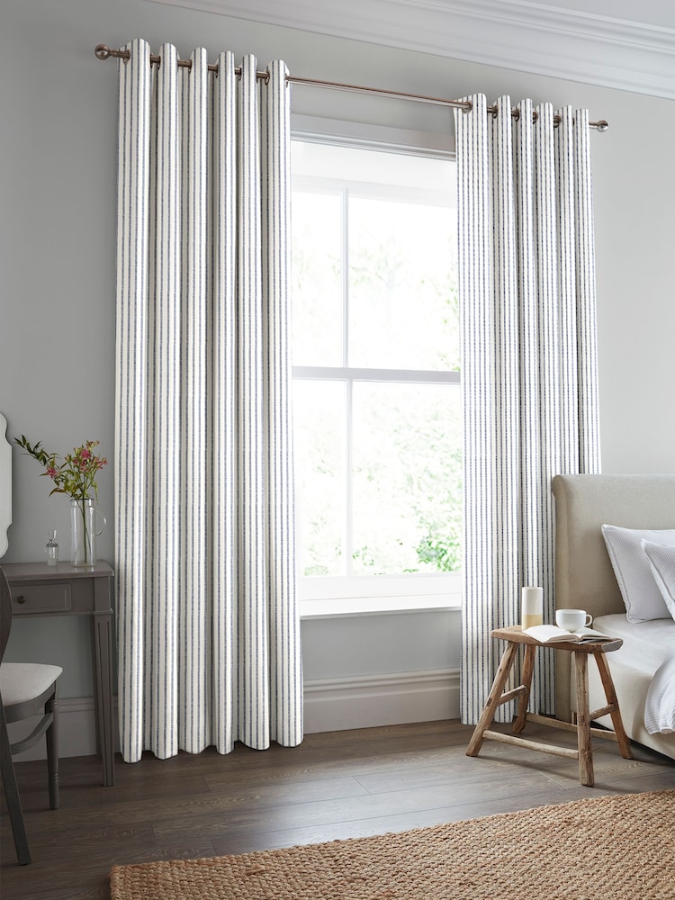 Laura Ashley French Navy Blue Candy Stripe Made To Measure Curtains - Image 2 of 9