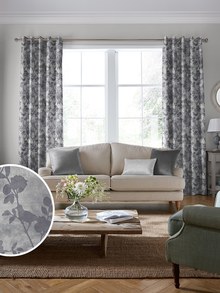Laura Ashley Dove Grey Eglantine Made To Measure Curtains - Image 1 of 8