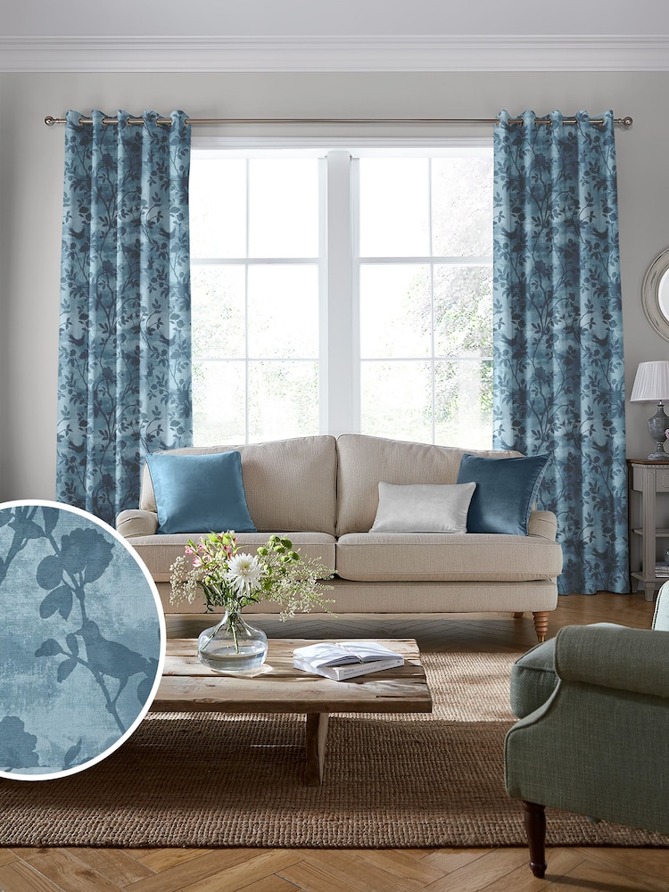 Laura Ashley Seaspray Blue Eglantine Made To Measure Curtains - Image 1 of 9