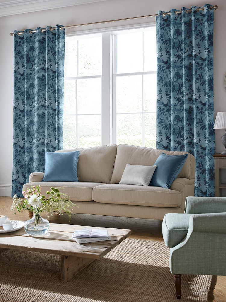Laura Ashley Seaspray Blue Eglantine Made To Measure Curtains - Image 2 of 9