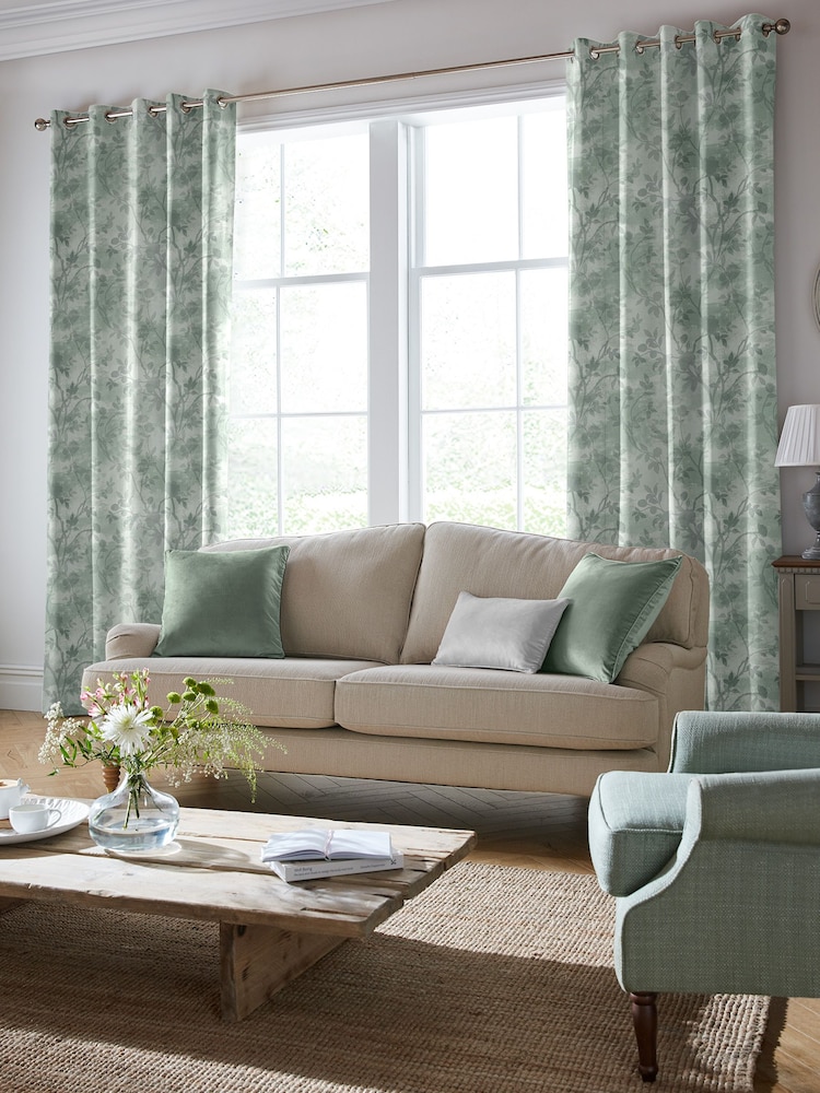 Laura Ashley Smoke Green Eglantine Made To Measure Curtains - Image 2 of 8