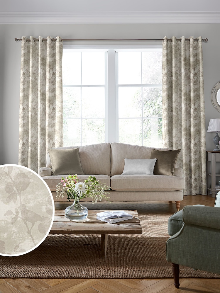 Laura Ashley White Sands Brown Eglantine Made To Measure Curtains - Image 1 of 8