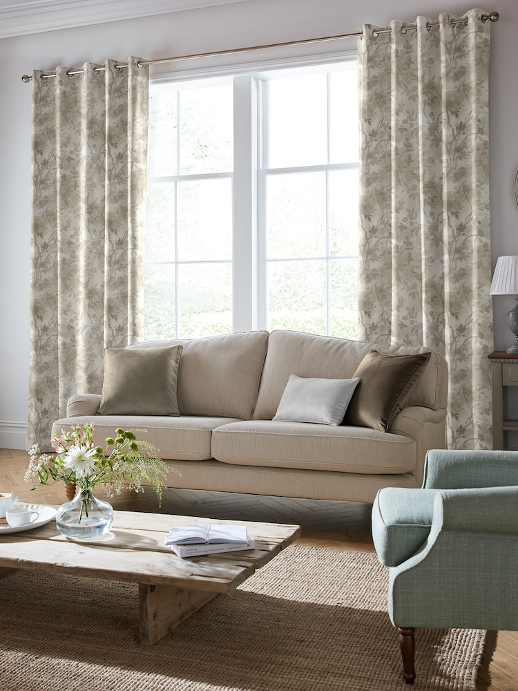 Laura Ashley White Sands Brown Eglantine Made To Measure Curtains - Image 2 of 8