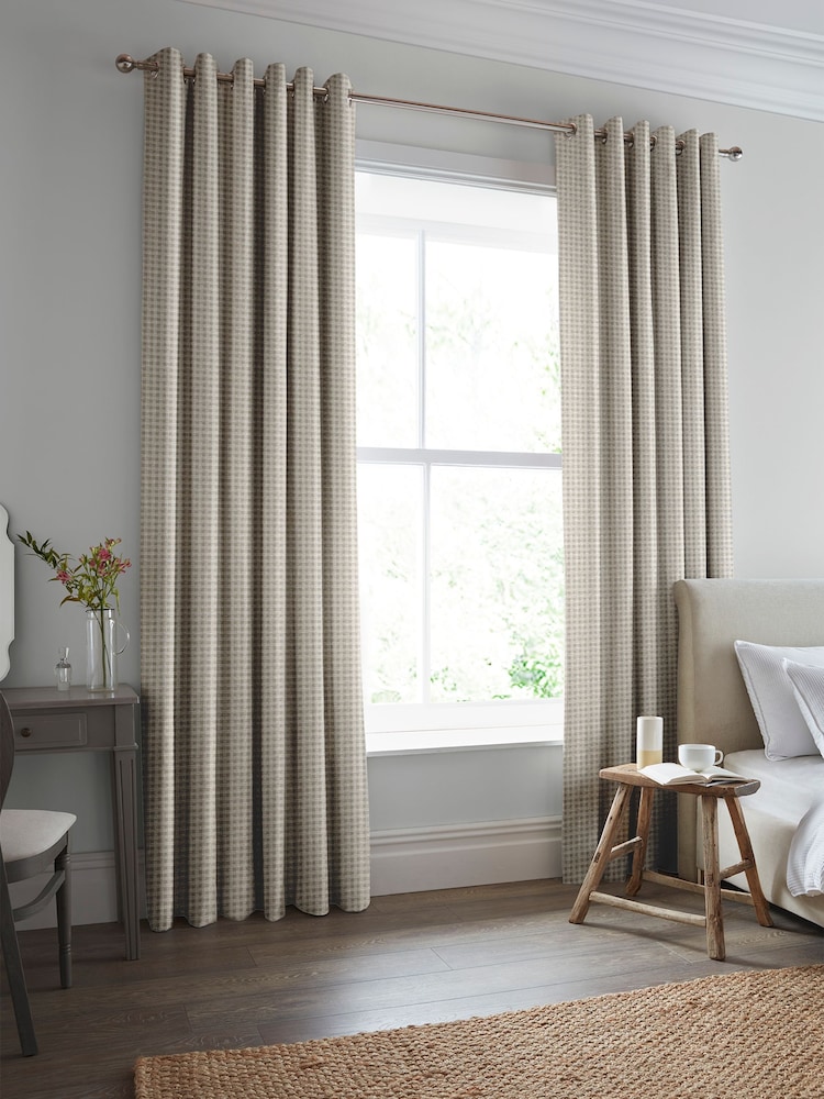 Laura Ashley Almond Brown Gingham Made To Measure Curtains - Image 2 of 9