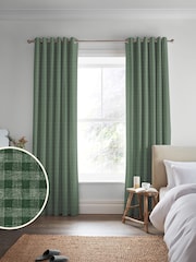 Laura Ashley Smoke Green Gingham Made To Measure Curtains - Image 1 of 9