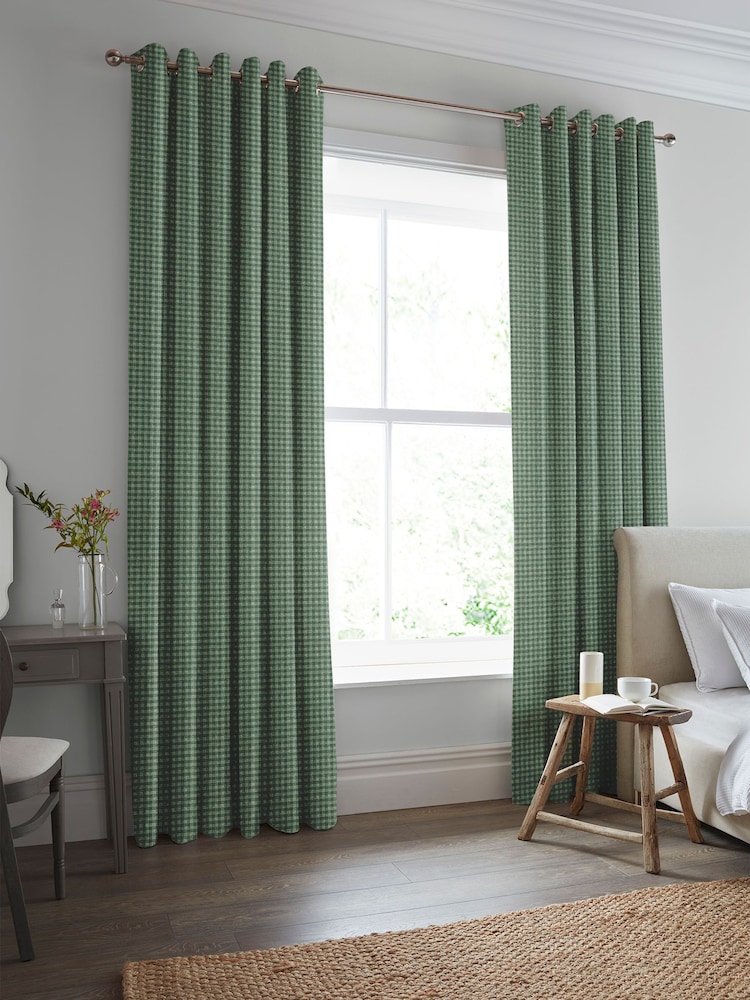 Laura Ashley Smoke Green Gingham Made To Measure Curtains - Image 2 of 9