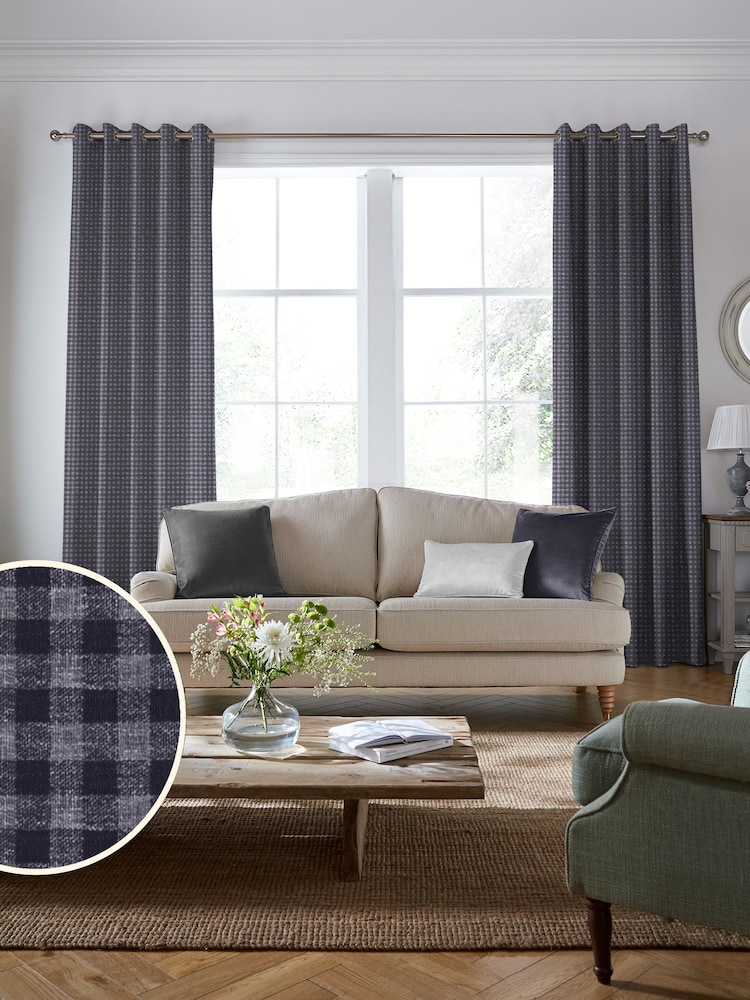 Laura Ashley Seaspray Blue Gingham Made To Measure Curtains - Image 2 of 9