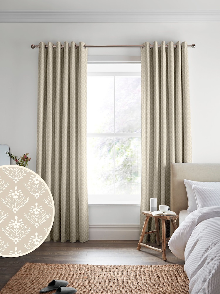 Laura Ashley Almond Natural Lady Fern Made To Measure Curtains - Image 1 of 9