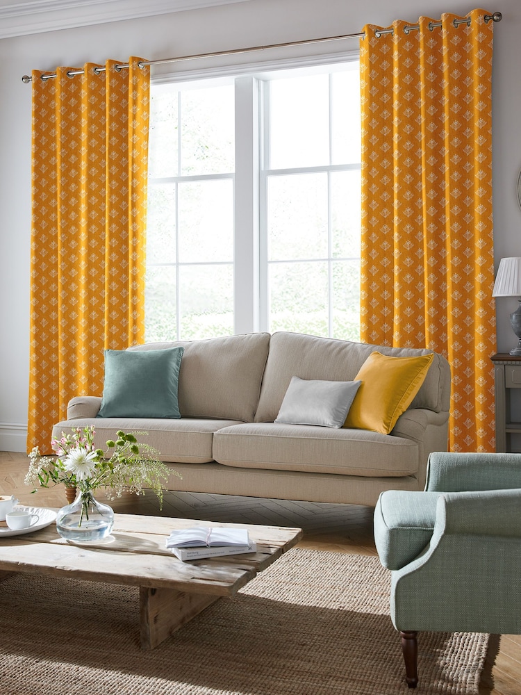 Laura Ashley Dijon Yellow Lady Fern Made To Measure Curtains - Image 2 of 8