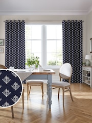 Laura Ashley French Navy Blue Lady Fern Made To Measure Curtains - Image 2 of 5