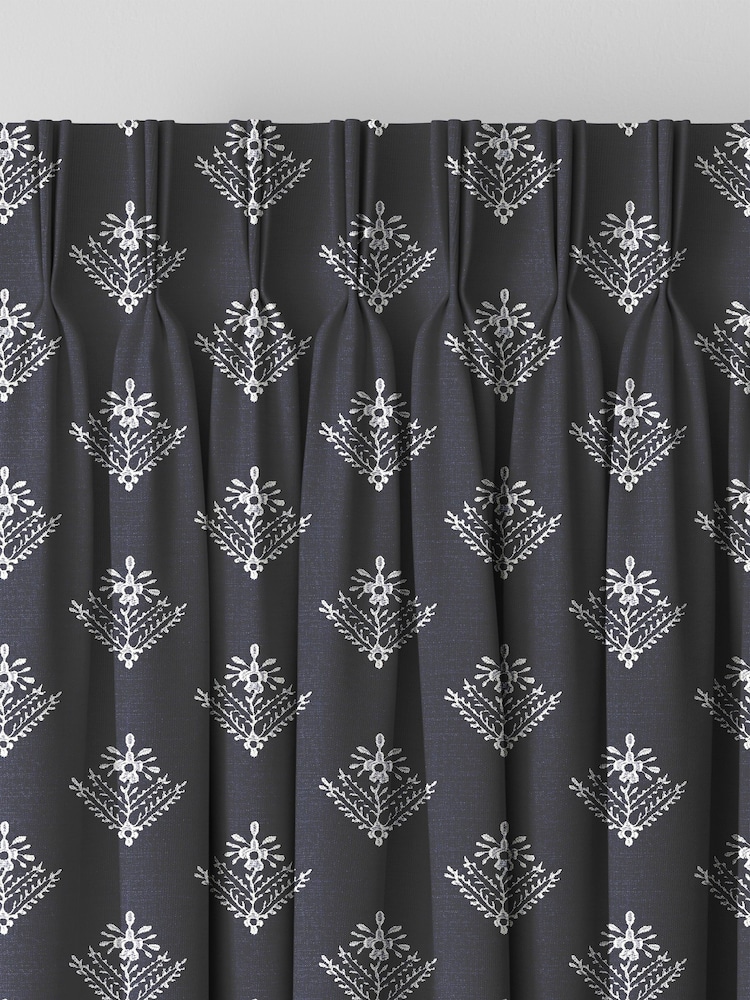Laura Ashley French Navy Blue Lady Fern Made To Measure Curtains - Image 5 of 5