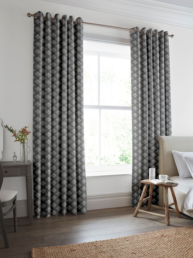 Laura Ashley Steel Grey Lady Fern Made To Measure Curtains - Image 1 of 9