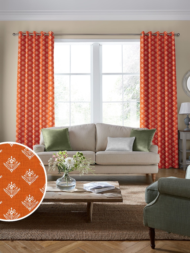 Laura Ashley Tomato Red Lady Fern Made To Measure Curtains - Image 1 of 7